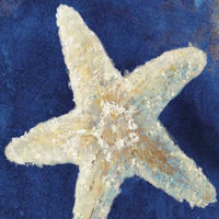 18" Rustic Deep Blue and Gold Starfish Giclee Wrap Canvas Wall Art