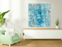 Blue Abstract Watercolor Giclee Wrap Canvas Wall Art