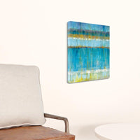 Blue and Yellow Abstract Stripes Giclee Wrap Canvas Wall Art