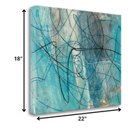 22" Bright Blue Abstract Print Giclee Canvas Wall Art