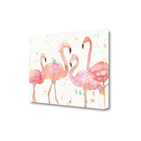 Four Flamingo Watercolor 1 Giclee Wrap Canvas Wall Art