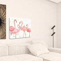 Four Flamingo Watercolor 2 Giclee Wrap Canvas Wall Art