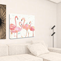 Four Flamingo Watercolor 3 Giclee Wrap Canvas Wall Art