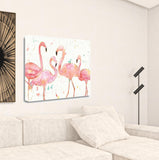 Four Flamingo Watercolor 3 Giclee Wrap Canvas Wall Art