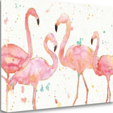 Four Flamingo Watercolor 3 Giclee Wrap Canvas Wall Art