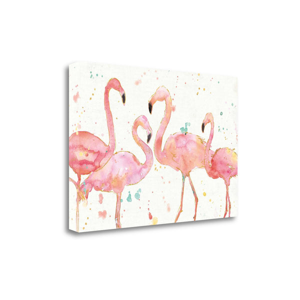 Four Flamingo Watercolor 4 Giclee Wrap Canvas Wall Art