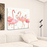 Four Flamingo Watercolor 4 Giclee Wrap Canvas Wall Art