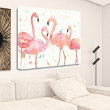 Four Flamingo Watercolor 5 Giclee Wrap Canvas Wall Art