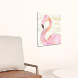 Confident Flamingo Watercolor 1 Giclee Wrap Canvas Wall Art