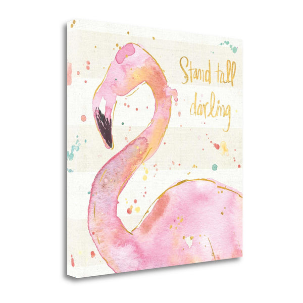 Confident Flamingo Watercolor 5 Giclee Wrap Canvas Wall Art