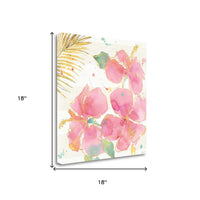 Watercolor Hibiscus Flowers 1 Giclee Wrap Canvas Wall Art