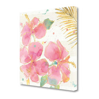 Watercolor Hibiscus Flowers 3 Giclee Wrap Canvas Wall Art