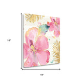 Watercolor Pink Hibiscus Flowers 1 Giclee Wrap Canvas Wall Art