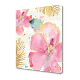 Watercolor Pink Hibiscus Flowers 1 Giclee Wrap Canvas Wall Art