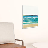 20" Artistic Watercolor Beach Interpretation with Gold Accents Gallery Wrap Canvas Wall Art