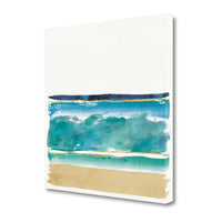 20" Artistic Watercolor Beach Interpretation with Gold Accents Gallery Wrap Canvas Wall Art