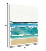 20" Artistic Watercolor Beach Interpretation with Gold Accents Gallery Wrap Canvas Wall Art