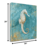 20" Majestic Seahorse in the Deep Blue Giclee Wrap Canvas Wall Art