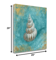 20" Majestic Seashell in the Bright Blue Sea Giclee Wrap Canvas Wall Art