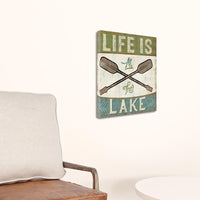 18" Rustic Life at the Lake Signage Gallery Wrap Canvas Wall Art