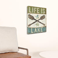 20" Rustic Life at the Lake Signage Gallery Wrap Canvas Wall Art