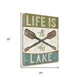 25" Rustic Life at the Lake Signage Gallery Wrap Canvas Wall Art