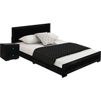 Moma Espresso Wood Platform Queen Bed With Two Nightstands