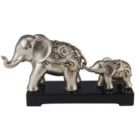 6" Silver Polyresin Elephant Parent and Child Sculpture
