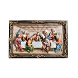 10" Brown And Gold Polyresin Last Supper Decorative Plaque Sculpture