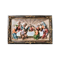 10" Brown And Gold Polyresin Last Supper Decorative Plaque Sculpture