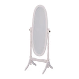 Classic White Finish Cheval Standing Oval Mirror