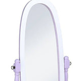 Pretty Pastel Purple and White Cheval Standing Oval Mirror