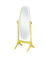 Pretty Yellow and White Cheval Standing Oval Mirror
