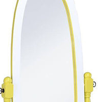 Pretty Yellow and White Cheval Standing Oval Mirror