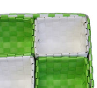 Green and White Woven Basket Five Piece Set