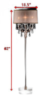 Silver and Pink Faux Crystal Chandelier Floor Lamp