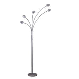 80" Silver 5 Light Contempo Arc LED Floor Lamp