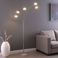 80" Silver 5 Light Contempo Arc LED Floor Lamp