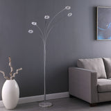 80" Silver 5 Light Contempo Arc LED Floor Lamp