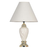 Gold and Ivory Table Lamp with White Shade