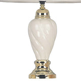 Gold and Ivory Table Lamp with White Shade
