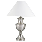28" Nickel Metal Urn Table Lamp With White Classic Empire Shade