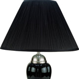 Silver and Black Table Lamp with Black Shade
