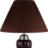 Silver and Brown Table Lamp with Brown Shade