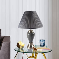Silver and Dark Gray Table Lamp with Dark Gray Shade