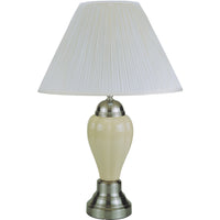 Silver and Brown Table Lamp with Brown Shade