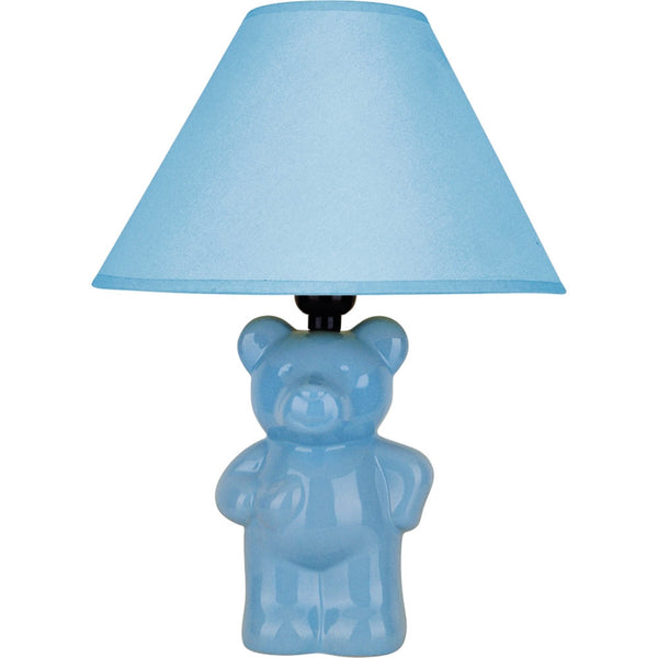 13? Blue Teddy Bear Ceramic Linen Shade Table Lamp