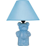 13? Blue Teddy Bear Ceramic Linen Shade Table Lamp