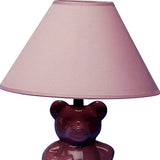13? Pink Teddy Bear Ceramic Linen Shade Table Lamp