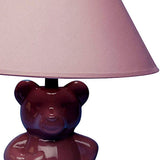 13? Pink Teddy Bear Ceramic Linen Shade Table Lamp